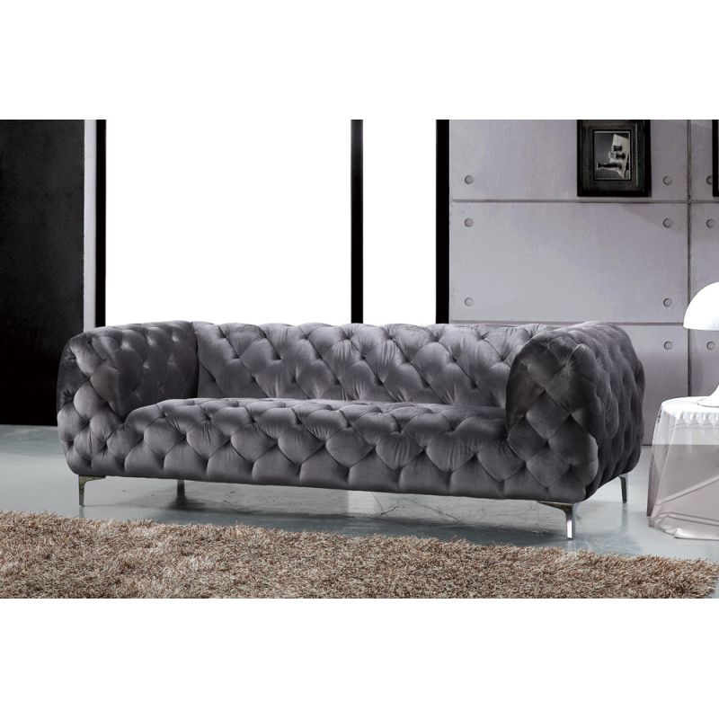 Meridian Furniture - Mercer Grey Velvet Sofa - 646GRY-S