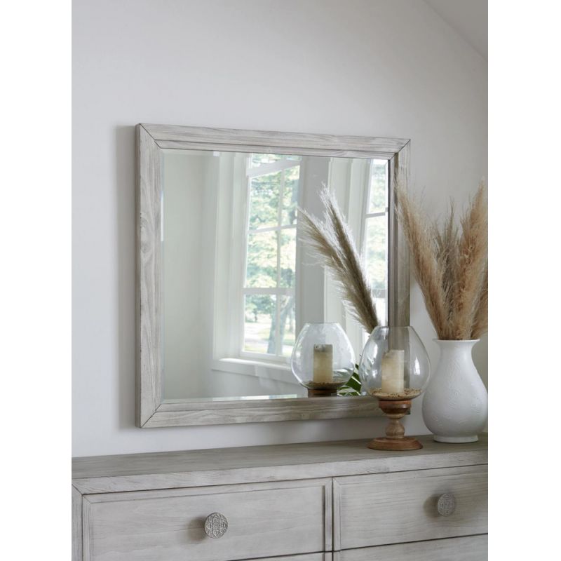 Modus Furniture - Boho Chic Plain Mirror in Washed White - 1JQ983B