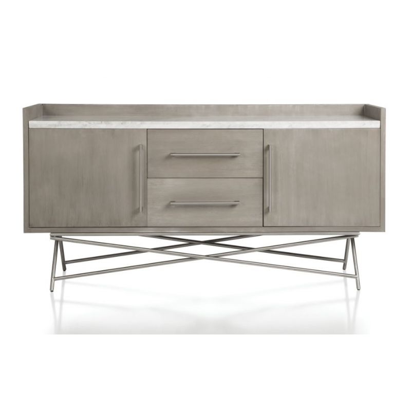 Modus Furniture - Coral Marble Top Rectangular Sideboard in Antique Grey - 3N2578