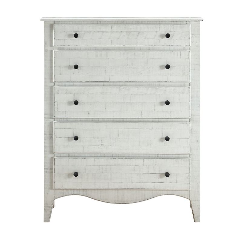 Modus Furniture - Ella Solid Wood Five Drawer Chest in White Wash - 2G4384