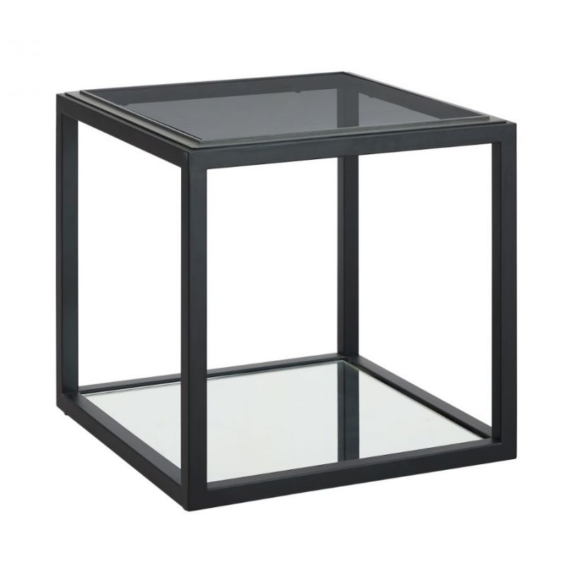 Modus Furniture - Ellis Smoked Glass and Stainless Steel End Table - 9HQ422