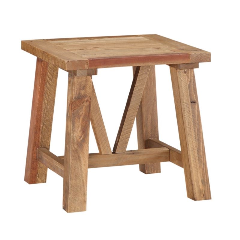 Modus Furniture - Harby Reclaimed Wood Square Side Table in Rustic Tawny - 8W6822