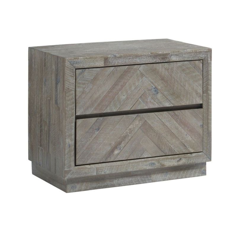 Modus Furniture - Herringbone Solid Wood Two Drawer Nightstand in Rustic Latte - 5QS381_CLOSEOUT
