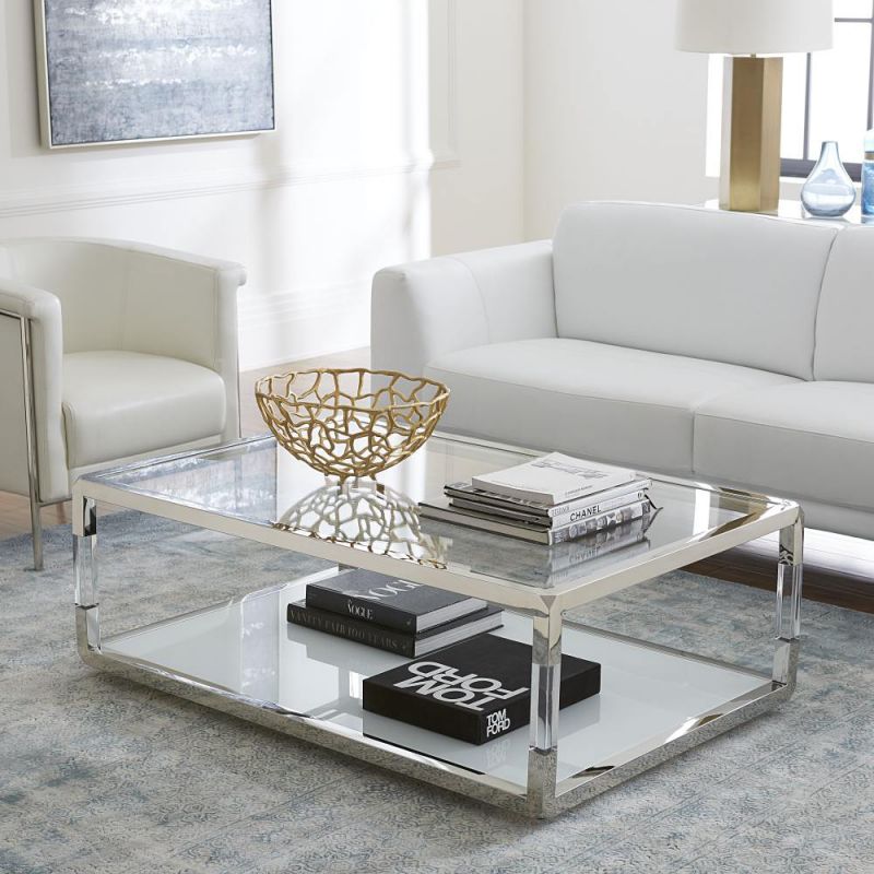 Modus Furniture - Jasper Coffee Table in Acrylic/White Glass/PSS - 8YW421