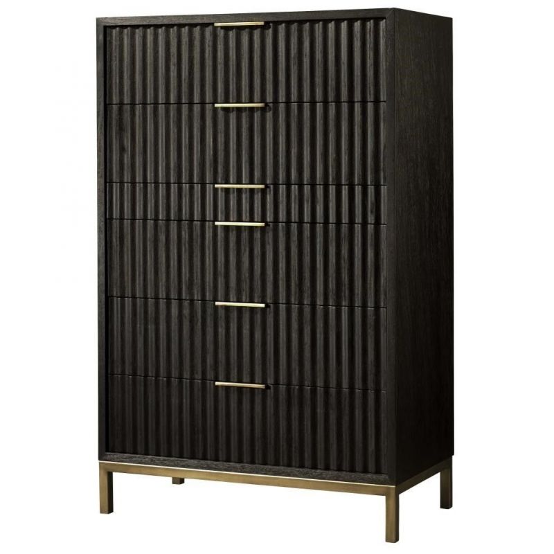 Modus Furniture - Kentfield Solid Wood Six Drawer Cheset in Black Drifted Oak - 8ZU584