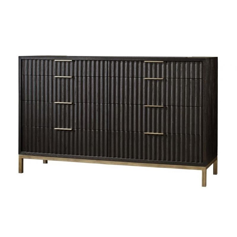 Modus Furniture - Kentfield Solid Wood Eight Drawer Dresser in Black Drifted Oak - 8ZU582