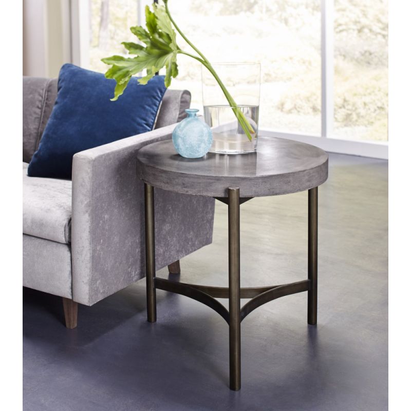 Modus Furniture - Lyon Round Concrete and Metal Side Table - A89422