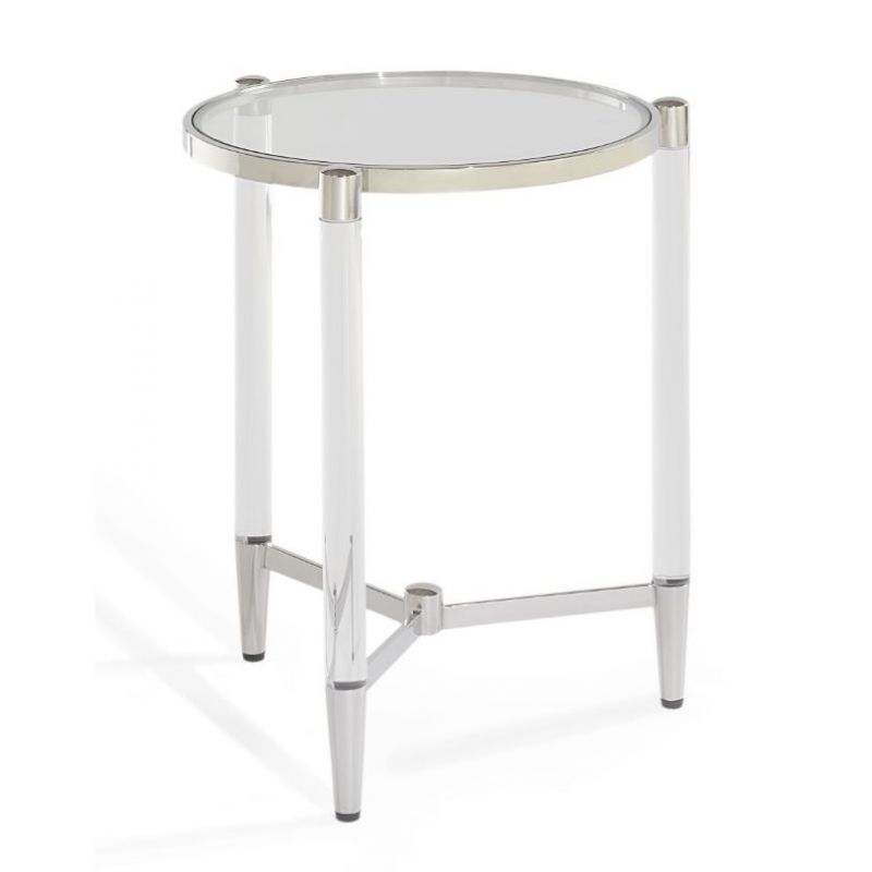 Modus Furniture - Marilyn Glass Top and Steel Base Round End Table - 4RV222