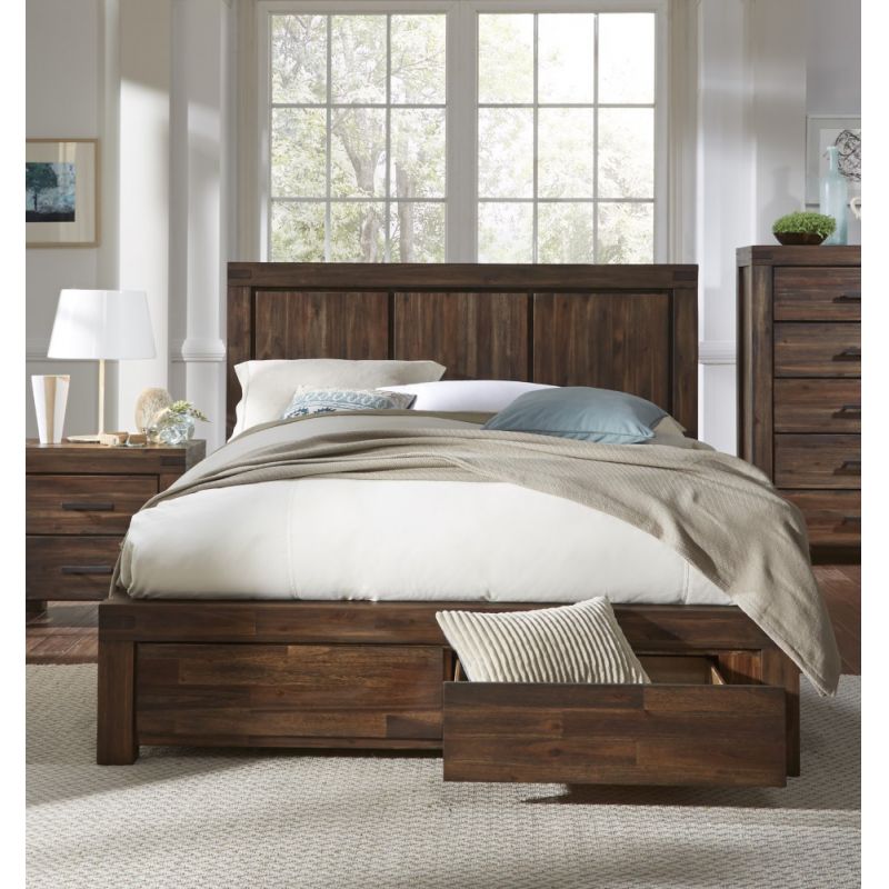 Modus Furniture - Meadow King-size Solid Wood Footboard Storage Bed in Brick Brown - 3F41D7