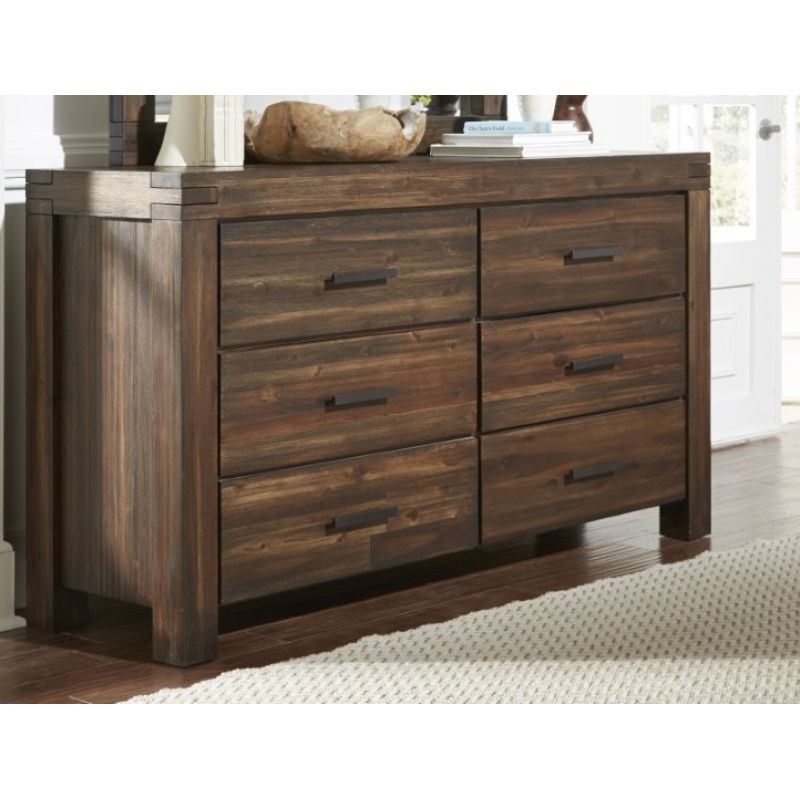 Modus Furniture - Meadow Six Drawer Solid Wood Dresser in Brick Brown - 3F4182
