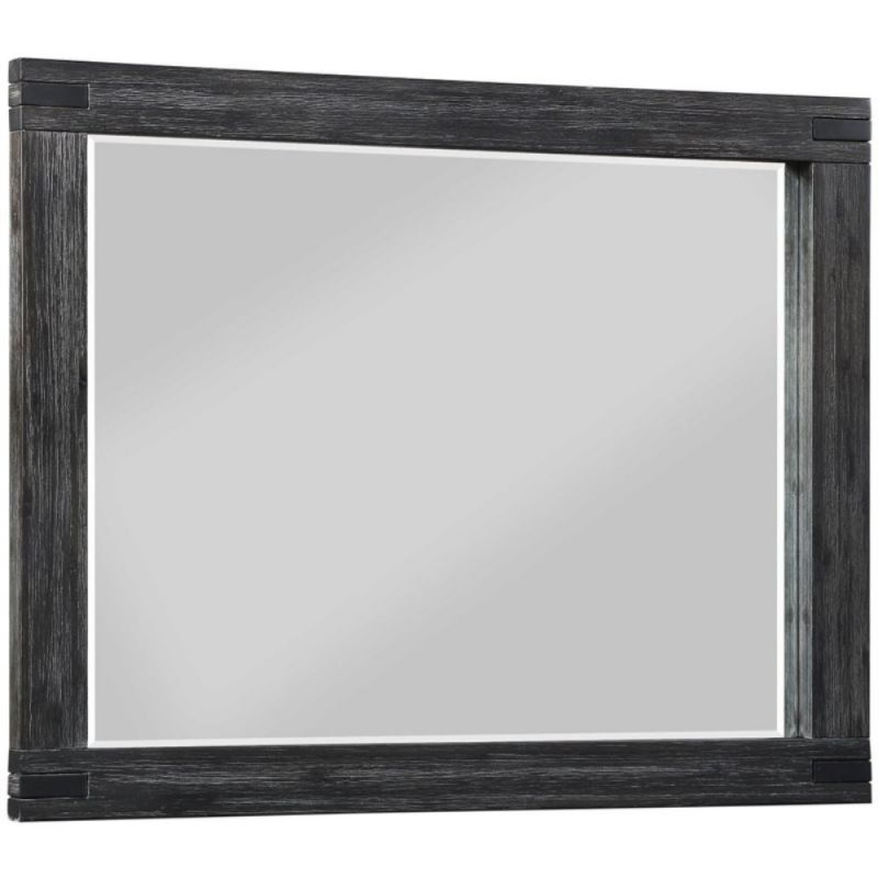 Modus Furniture - Meadow Solid Wood Beveled Glass Solid Wood Mirror in Graphite - 3FT383
