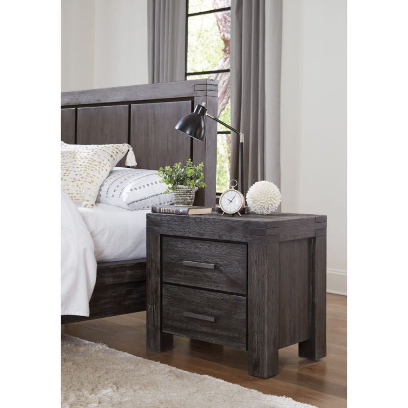 Modus Furniture - Meadow Solid Wood Two Drawer Nightstand in Graphite - 3FT381