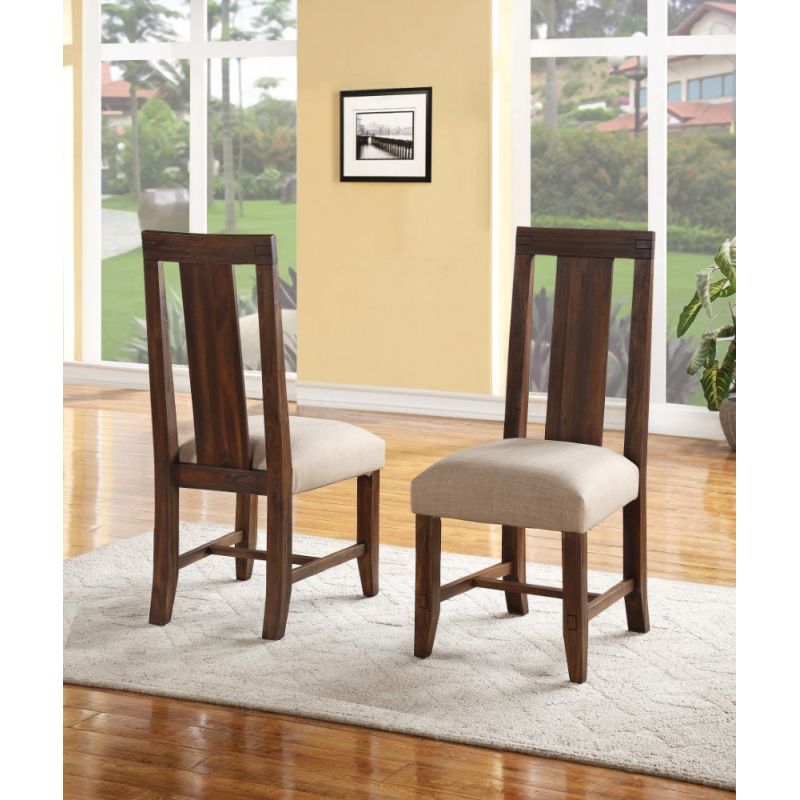 Modus Furniture - Meadow Solid Wood Upholstered Dining Chair in Brick Brown - (Set of 2) - 3F4166P