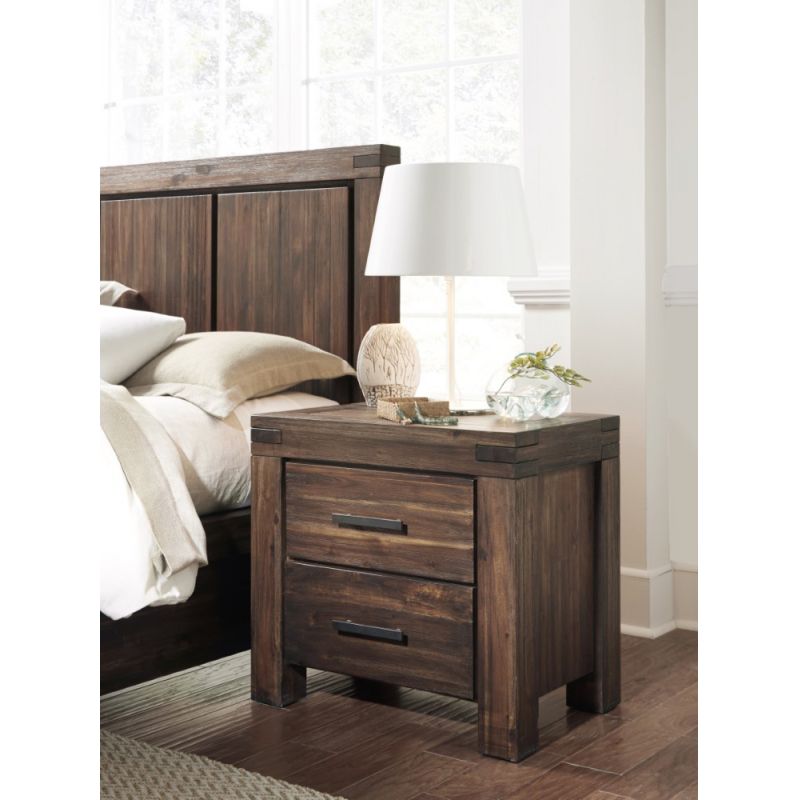 Modus Furniture - Meadow Two Drawer Solid Wood Nightstand in Brick Brown - 3F4181