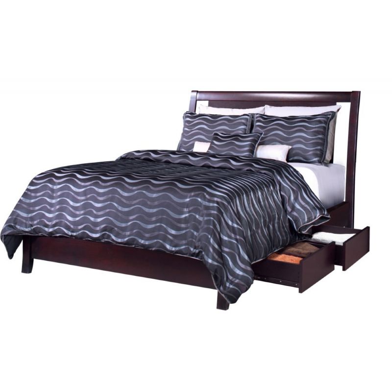 Modus Furniture - Nevis Queen-size Low Profile Storage Bed in Espresso - NV23D5