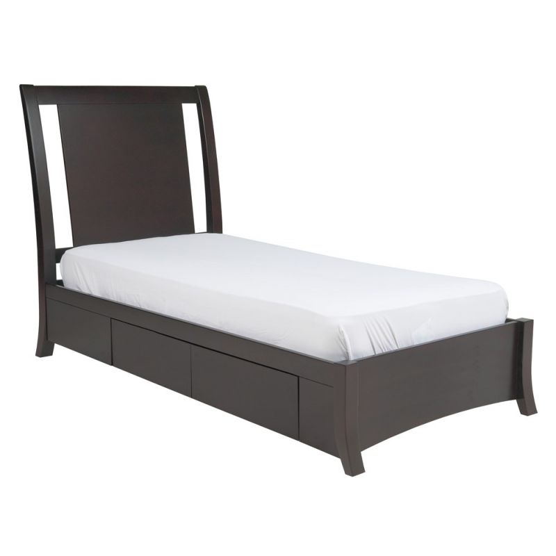 Modus Furniture - Nevis Twin-size Low Profile Storage Bed in Espresso - NV23D3