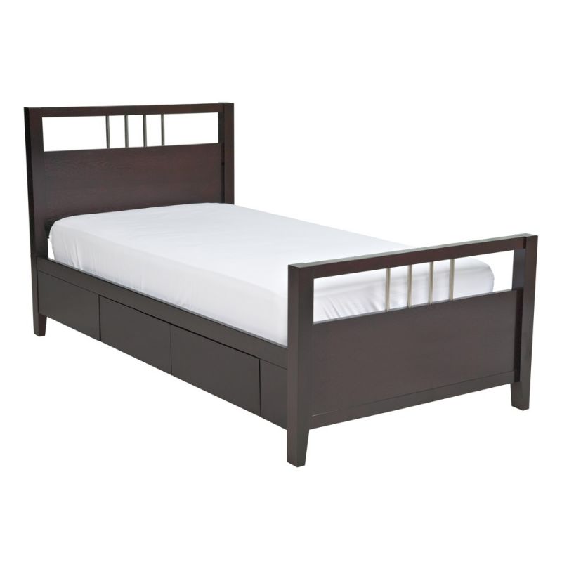 Modus Furniture - Nevis Twin-size Platform Storage Bed in Espresso - NV23S3