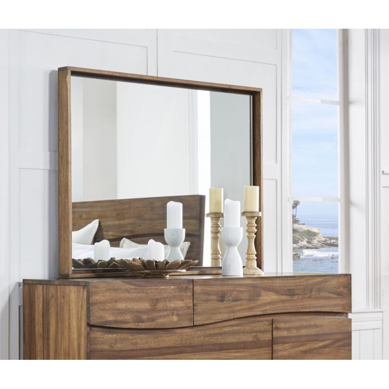 Modus Furniture - Ocean Solid Wood Floating Glass Mirror in Natural Sengon - 8C7983
