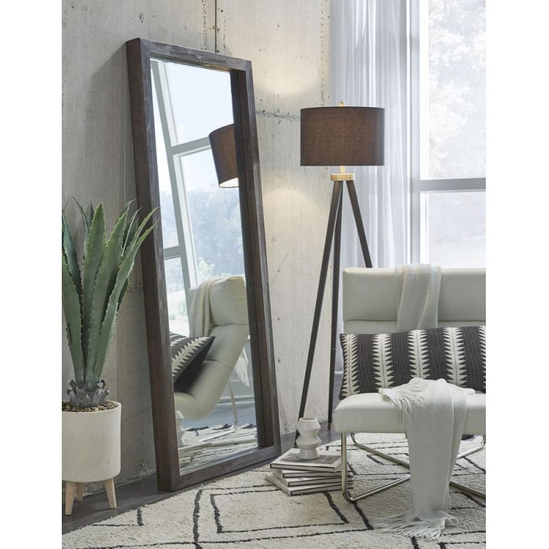 Modus Furniture - Oxford Floor Low Mirror - Basalt Grey - AZU583FL