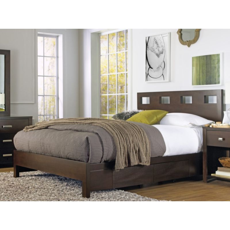 Modus Furniture - Riva Queen-size Platform Storage Bed in Chocolate Brown - RV26D5