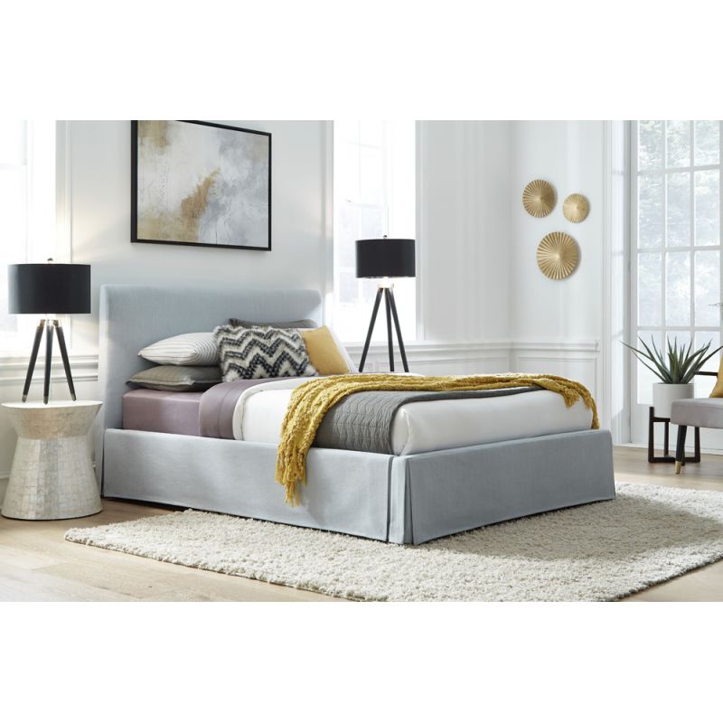Modus Furniture - Shelby California King-Size Upholstered Skirted Panel Bed in Sky - CB54H64