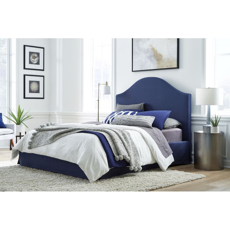 Modus Furniture - Sur Full-Size Upholstered Skirted Storage Panel Bed in Navy - CBD5J46_CLOSEOUT
