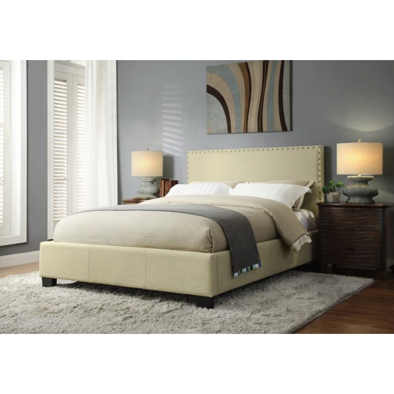 Modus Furniture - Tavel Queen-size Nailhead Platform Bed in Tumbleweed - 3ZS1L512_CLOSEOUT