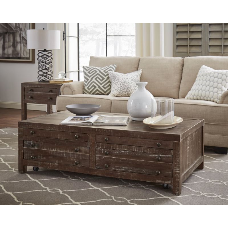 Modus Furniture - Townsend Solid Wood Castered Coffee Table in Java - 8T0621