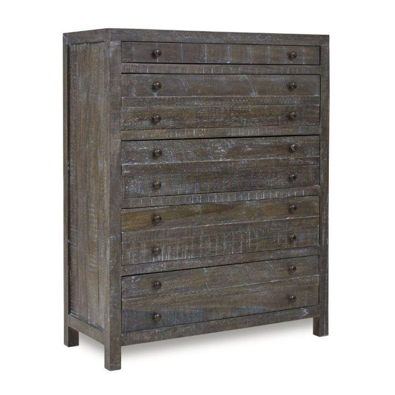 Modus Furniture - Townsend Solid Wood Five Drawer Chest in Gunmetal - 8TR984
