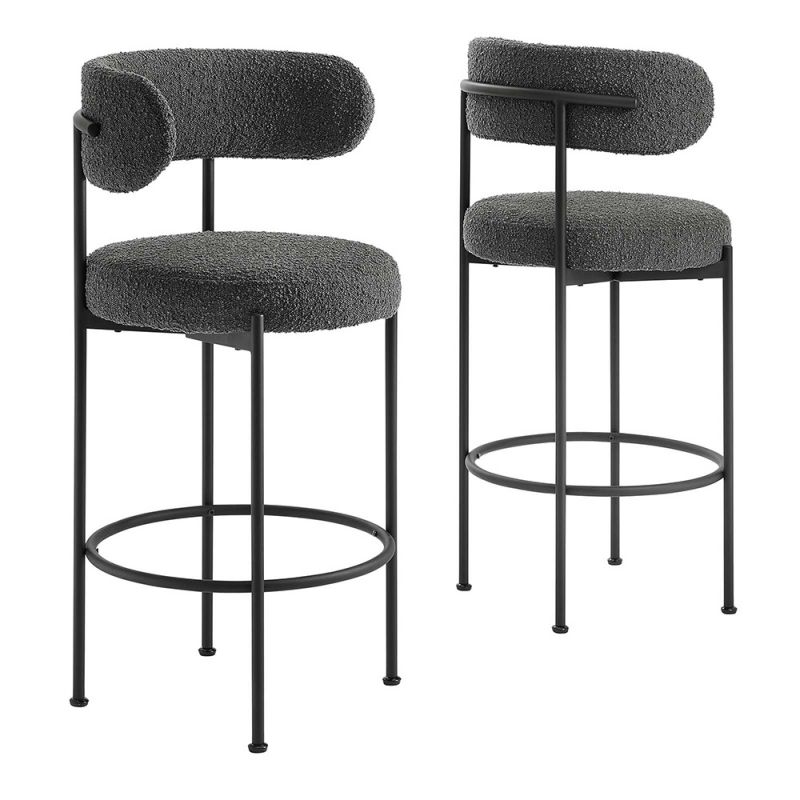 Modway - Albie Boucle Fabric Bar Stools - (Set of 2) - EEI-6520-CHA-BLK