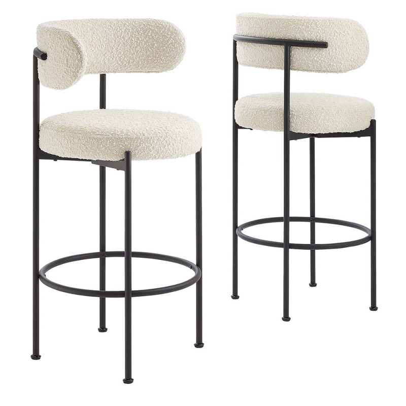 Modway - Albie Boucle Fabric Bar Stools - (Set of 2) - EEI-6520-IVO-BLK