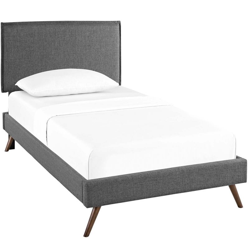 Modway - Amaris Twin Fabric Platform Bed with Round Splayed Legs - MOD-5902-GRY