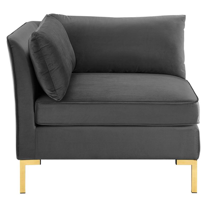 Modway - Ardent Performance Velvet Sectional Sofa Corner Chair - EEI-3985-GRY