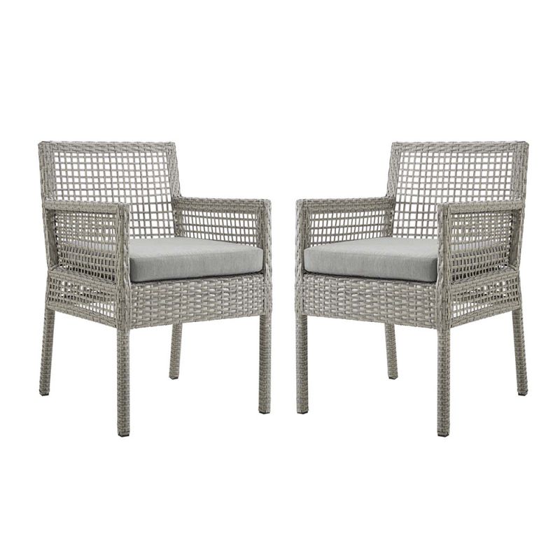 Modway - Aura Dining Armchair Outdoor Patio Wicker Rattan (Set of 2) - EEI-3561-GRY-GRY