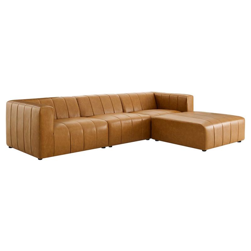 Modway - Bartlett Vegan Leather 4-Piece Sectional Sofa in Tan - EEI-4517-TAN