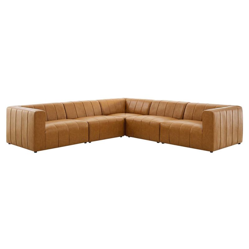 Modway - Bartlett Vegan Leather 5-Piece Sectional Sofa in Tan - EEI-4532-TAN