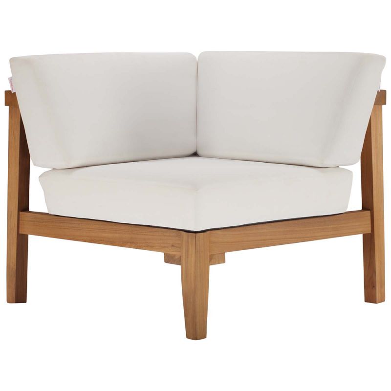 Modway - Bayport Outdoor Patio Teak Wood Corner Chair - EEI-4127-NAT-WHI