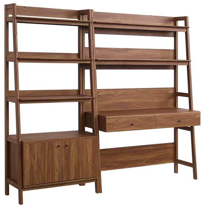 Modway - Bixby 2-Piece Wood Office Desk and Bookshelf - EEI-6112-WAL