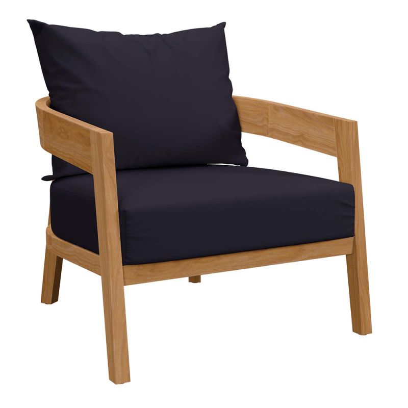 Modway - Brisbane Teak Wood Outdoor Patio Armchair - EEI-5602-NAT-NAV