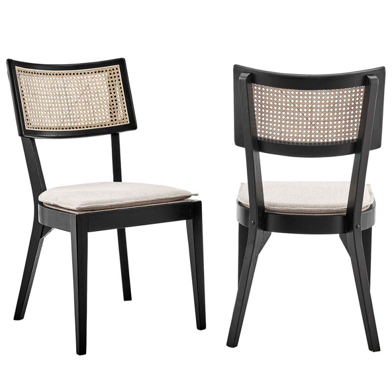 Modway - Caledonia Wood Dining Chair (Set of 2) - EEI-6080-BLK-BEI