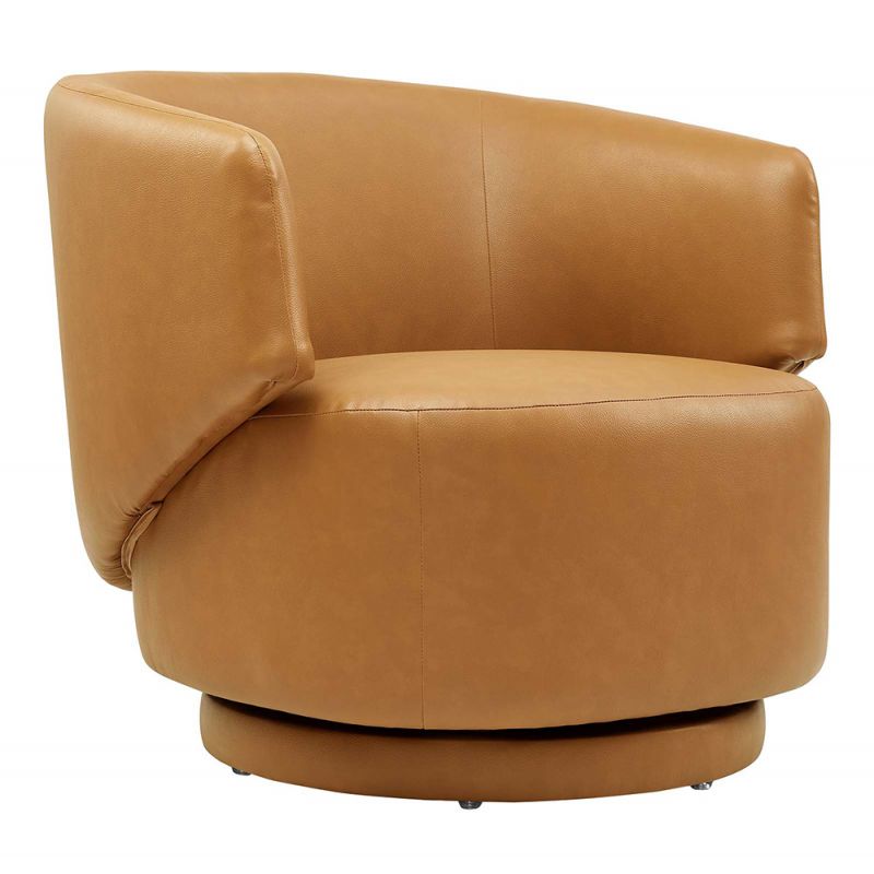 Modway - Celestia Vegan Leather Fabric and Wood Swivel Chair - EEI-6358-TAN