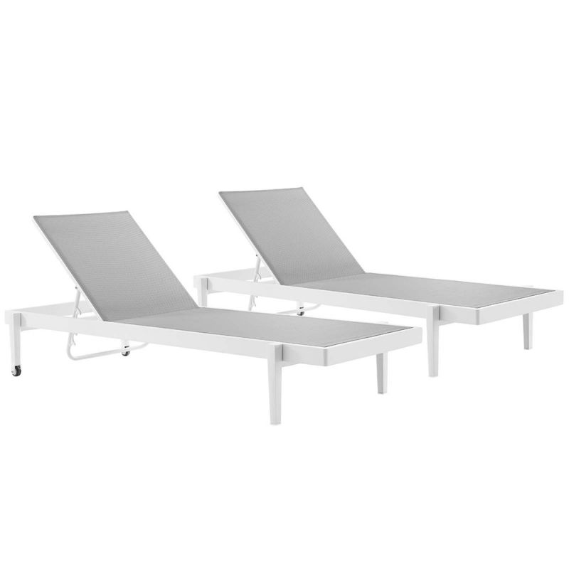 Modway - Charleston Outdoor Patio Aluminum Chaise Lounge Chair (Set of 2) - EEI-4204-WHI-GRY