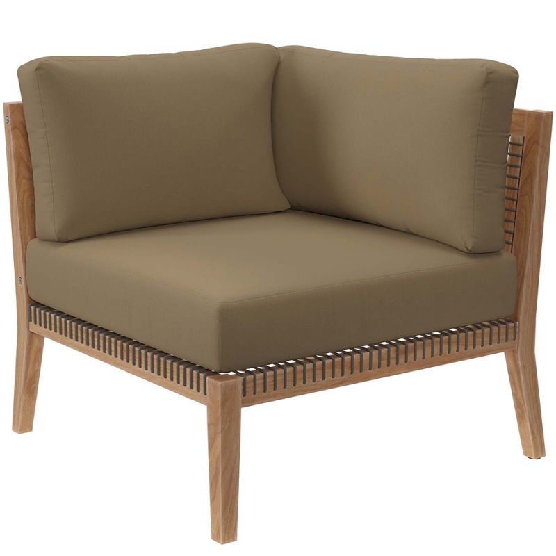 Modway - Clearwater Outdoor Patio Teak Wood Corner Chair in Gray Light Brown - EEI-5855-GRY-LBR