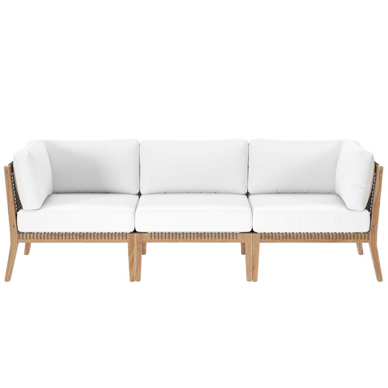 Modway - Clearwater Outdoor Patio Teak Wood Sofa - EEI-6120-GRY-WHI