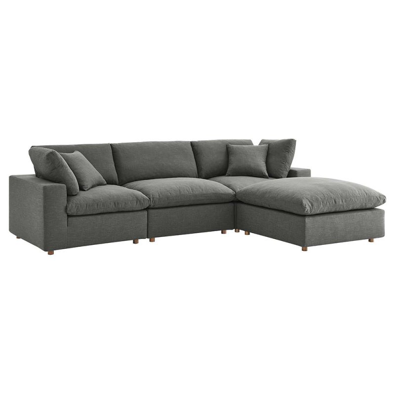 Modway - Commix Down Filled Overstuffed 4 Piece Sectional Sofa Set - EEI-3356-GRY