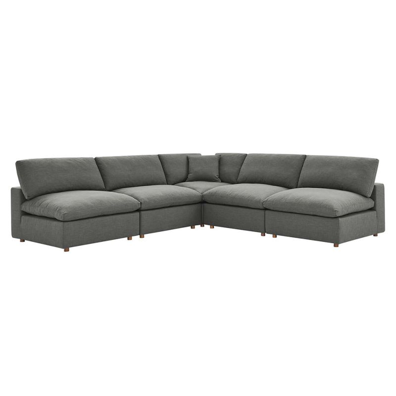 Modway - Commix Down Filled Overstuffed 5-Piece Armless Sectional Sofa - EEI-3360-GRY