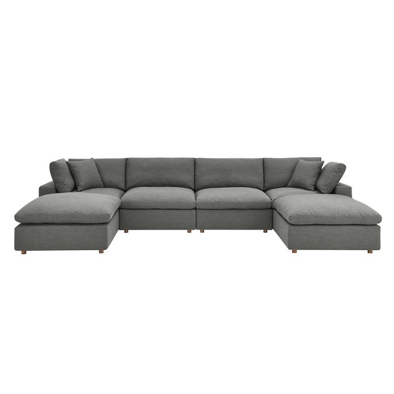 Modway - Commix Down Filled Overstuffed 6-Piece Sectional Sofa - EEI-3362-GRY