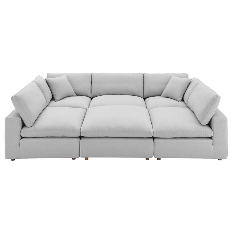 Modway - Commix Down Filled Overstuffed 6-Piece Sectional Sofa in Light Gray - EEI-5761-LGR