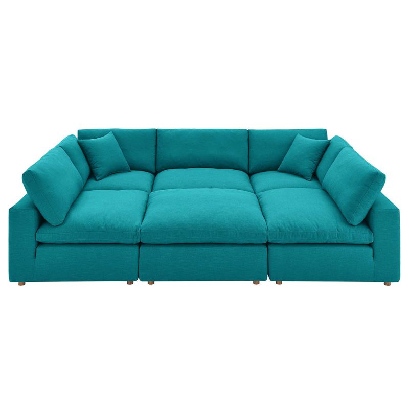 Modway - Commix Down Filled Overstuffed 6-Piece Sectional Sofa in Teal - EEI-5761-TEA