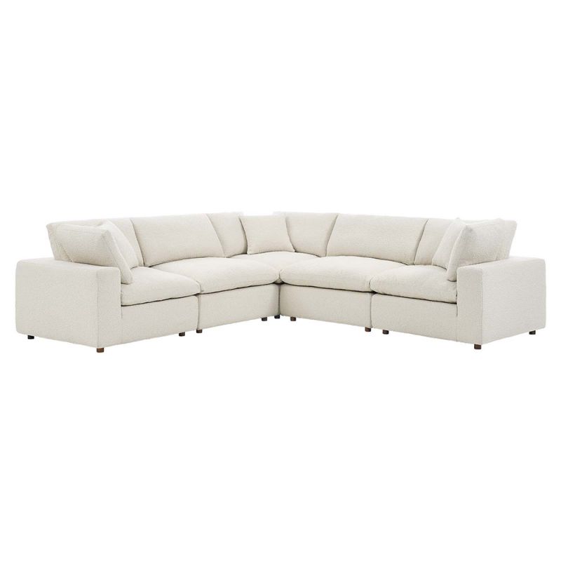 Modway - Commix Down Filled Overstuffed Boucle 5-Piece Sectional Sofa in Ivory - EEI-6368-IVO
